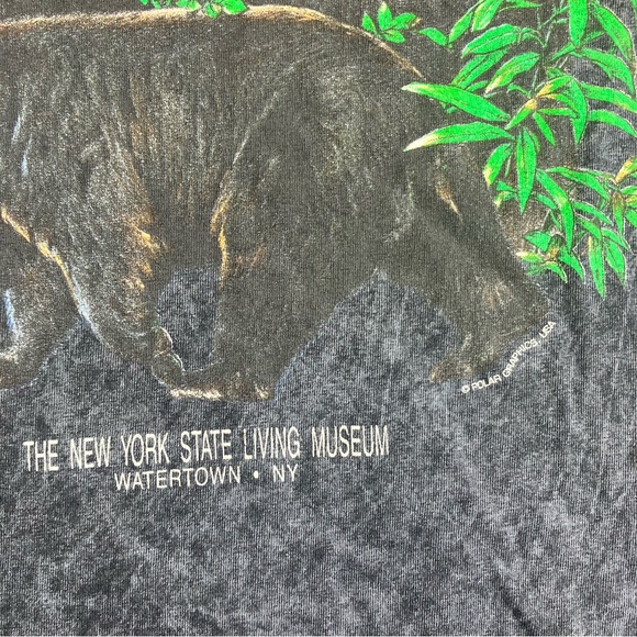 Polar Graphics Unisex Grey Wash Tie Dye Black Bear Graphic T-Shirt Size Small - Picture 3 of 9